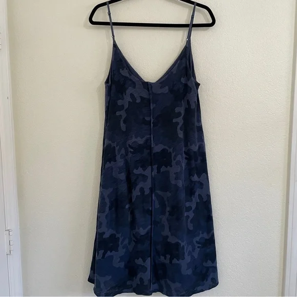 ATM Anthony Thomas Melillo‎ V-Neck Blue Camo-Print Cotton Slip Dress Medium - Picture 3 of 5
